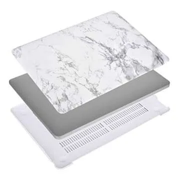 MOSISO Compatible with MacBook Air 13 inch Case 2022 2021 2020 2019 2018 Release A2337 M1 A2179 A1932 Retina Display Touch ID, Plastic Pattern Hard Shell&Keyboard Cover&Screen Protector, White Marble