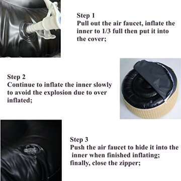 weruisi Woven Inflatable Ottoman with Air Pump D21”x H10” Outdoor Indoor Pouf Patio Footrest Stool with Portable Handle, Round Ottoman for Patio Garden, Camping, Bedroom, Living Room Natural Color