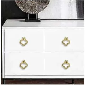 Elegant Gold Clover Knobs for Furniture - 6pcs Set