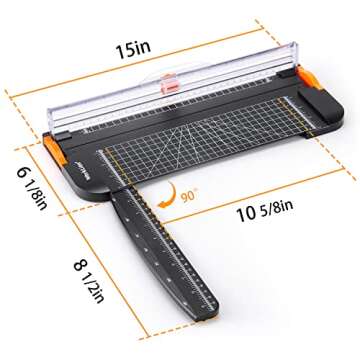 WORKLION Paper cutter - A4 Paper Craft cutter with Security blade for cut Gift Card, Coupon, Label, Cardstock, Photo, 12 inch black office paper trimmer