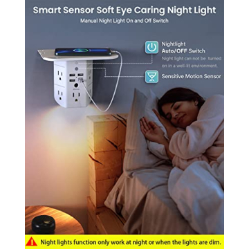 Versatile Wall Outlet Extender with USB Ports and Night Light