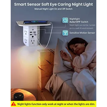 Versatile Wall Outlet Extender with USB Ports and Night Light