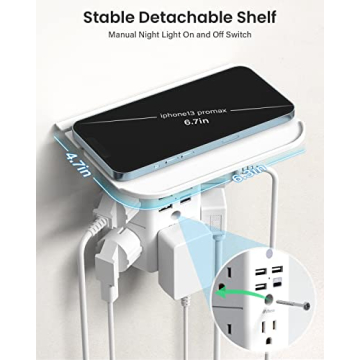 Versatile Wall Outlet Extender with USB Ports and Night Light