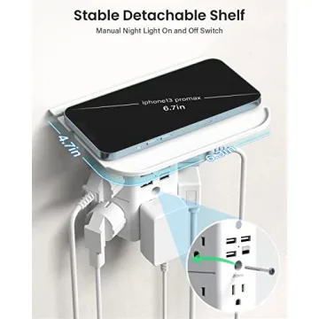 Versatile Wall Outlet Extender with USB Ports and Night Light