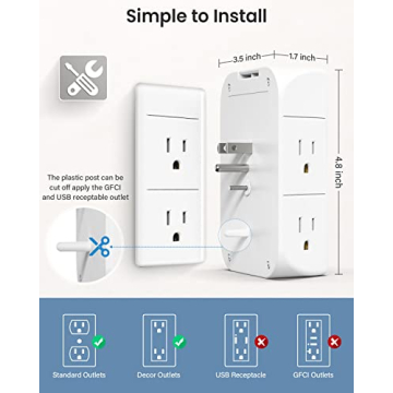 Versatile Wall Outlet Extender with USB Ports and Night Light