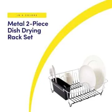 Sweet Home Collection 2 Piece Dish Drying Rack Set with Utensil Holder for Maximum Organization