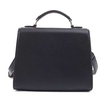 EVVE Women's Top Handle Satchel with Detachable Strap Small Pebbled Leather Crossbody Bag_BLACK