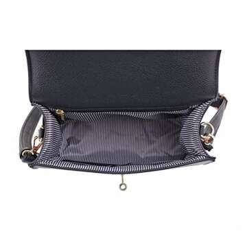 EVVE Women's Top Handle Satchel with Detachable Strap Small Pebbled Leather Crossbody Bag_BLACK