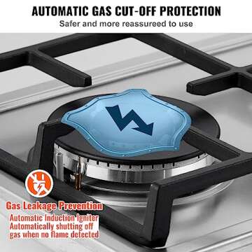 VEVOR 12" 2 Burners Cooktop Built-in Dual Fuel Stainless Steel