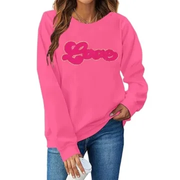 FAYALEQ Valentine's Day Sweatshirt Women: Love Heart Shirt Lover Gift Shirt I Love You More Shirt Ro...