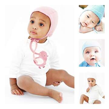 HappyTree 2 Pack Baby Hat Bonnet Soft 100% Combed Cotton Toddler Infant Beanie Pilot Caps, Grey + Navy, Large