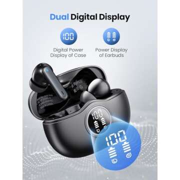 HKERR Wireless Earbuds - 50H Playtime, Active Noise Cancelling, IPX7 Waterproof, HD Stereo Sound for...