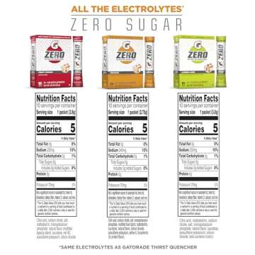 Gatorade G Zero Sports Drink Mix Powder Packets, 3 Flavor Classic Variety Pack, Electrolyte Powder D...