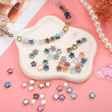 Sewroro 100 Pcs Star Beads, Star Spacer Beads Star Charm Pendant Crystal Beads for DIY Craft Jewelry...