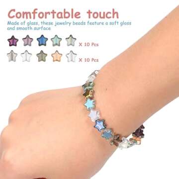 Sewroro 100 Pcs Star Beads, Star Spacer Beads Star Charm Pendant Crystal Beads for DIY Craft Jewelry Making Bracelets Necklace Earrings