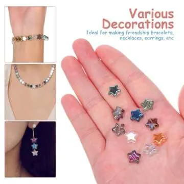 Sewroro 100 Pcs Star Beads, Star Spacer Beads Star Charm Pendant Crystal Beads for DIY Craft Jewelry Making Bracelets Necklace Earrings