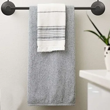 DGYB Suction Cup Towel Bar for Bathroom 17 Inch Matte Black Towel Holder Stainless Steel Premium Kitchen Towel Rack Wall Mounted
