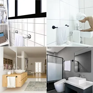 DGYB Suction Cup Towel Bar for Bathroom 17 Inch Matte Black Towel Holder Stainless Steel Premium Kitchen Towel Rack Wall Mounted