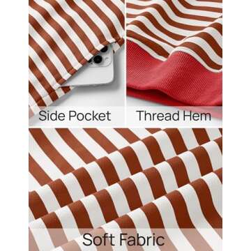 ZESICA Womens Casual Striped Pullover Tops Long Sleeve Shirts Crewneck Oversized Sweatshirts Spring Clothes,Caramel,Small