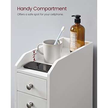 VASAGLE Slim Bathroom Storage Cabinet with Drawers