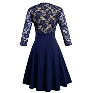 Chic Lace Patchwork Flare Party Dress for Women