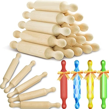 Suclain Wooden Mini Rolling Pins - Perfect for Kids' Baking & Crafting Fun