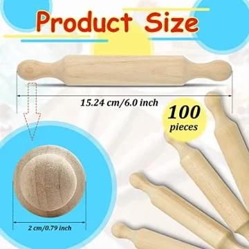 Suclain Mini Wooden Rolling Pins for Kids Baking & Crafting