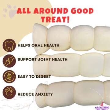 Amazing Dog Treats - Beef Cheek Rolls-(Mega Thick 10" - 6 Pcs) No Hide - Safe Rawhide Alternative Dog Chew - Great for Power Chewers - Long Lasting Dog Chew - No Splinters - Retriever Rolls for Dogs