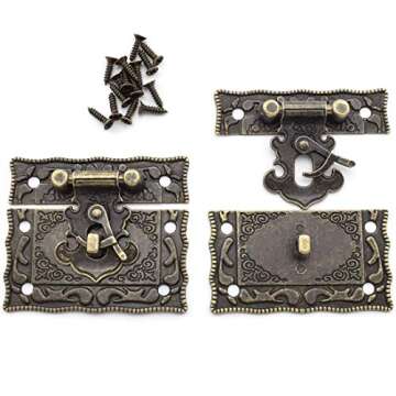 Antique Bronze Hasp Latch & Hinge Kit for Vintage Decor