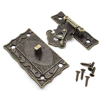 Antique Bronze Hasp Latch & Hinge Kit for Vintage Decor