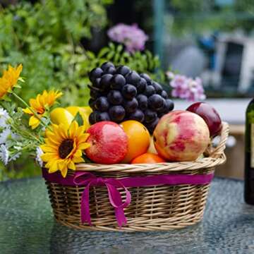 Rurality Small Empty Gift Basket to Fill Chocolate,Nuts,Coffee,Cookies for Women,Holiday,Easter,Mother's Day,Birthday,Present Hamper with Handle,Small