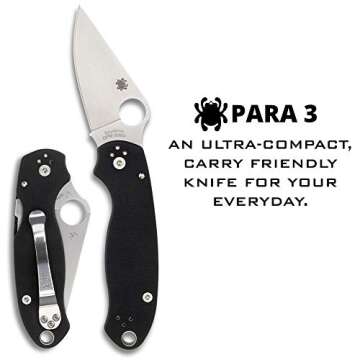 Spyderco Para 3 Signature Folding Utility Pocket Knife with 2.95" Stainless Steel Blade and G-10 Handle - Everyday Carry - PlainEdge - C223GP