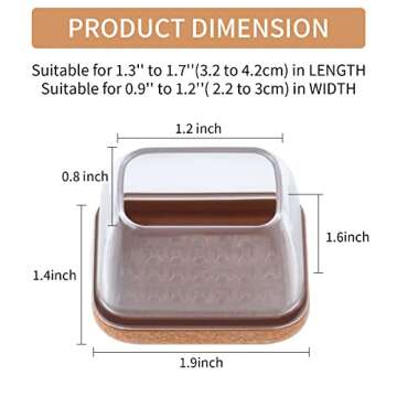 16 PCS Rectangle Clear Silicone Chair Leg Floor Protectors with Felt, Rectangle Felt Furniture Leg C...