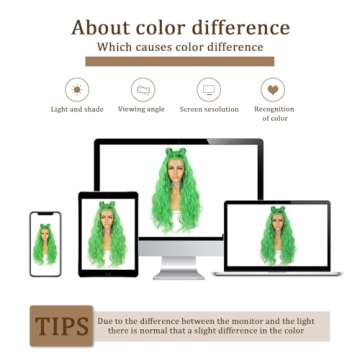 SAPPHIREWIGS Green Synthetic Lace Front Wigs Long Body Wave Wig Pre Pluked Hairline Heat Resistant Hair for Women Wedding Party Christmas Uses 24inch