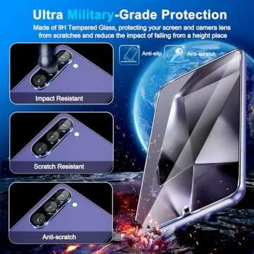 firtstnow 3 Pack Glass Screen Protector for Samsung Galaxy S24 [6.2 inch] + 2 Pack Black Camera Lens Protector, 9H Tempered Glass, Fingerprint Unlock, HD Clear Case Friendly Anti-Scratch