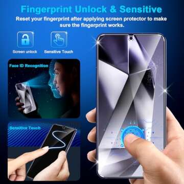 firtstnow 3 Pack Glass Screen Protector for Samsung Galaxy S24 [6.2 inch] + 2 Pack Black Camera Lens Protector, 9H Tempered Glass, Fingerprint Unlock, HD Clear Case Friendly Anti-Scratch