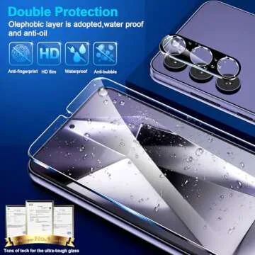 firtstnow 3 Pack Glass Screen Protector for Samsung Galaxy S24 [6.2 inch] + 2 Pack Black Camera Lens Protector, 9H Tempered Glass, Fingerprint Unlock, HD Clear Case Friendly Anti-Scratch