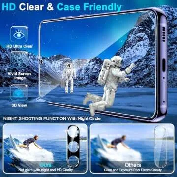 firtstnow 3 Pack Glass Screen Protector for Samsung Galaxy S24 [6.2 inch] + 2 Pack Black Camera Lens Protector, 9H Tempered Glass, Fingerprint Unlock, HD Clear Case Friendly Anti-Scratch