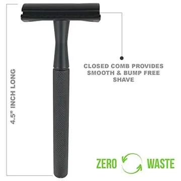 Krisp Shave Stainless Steel (4.5") Long Handle Safety Razor for Men Women - Double Edge Shaving Razor - Fits All Double Edge Razor Blades - Comes With 5 Shave Blades