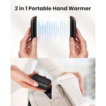 Gaiatop Rechargeable Hand Warmers, 2 in 1 Electric Reusable Handwarmer, Portable Pocket Heater Hot Hands Gifts for Men Women Boys Girls Kids Raynauds Must Haves 2 Pack, Black