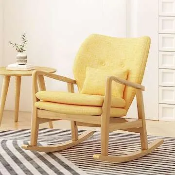 Christopher Knight Home Benny Mid-Century Rocking Chair - Muted Yellow / Light Walnut