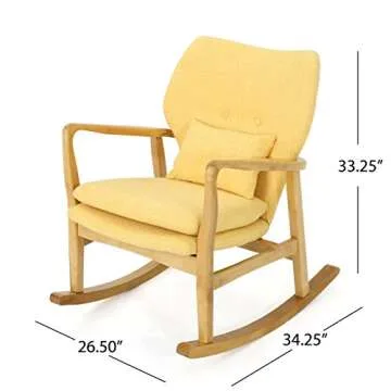 Mid-Century Modern Rocking Chair in Muted Yellow and Walnut
