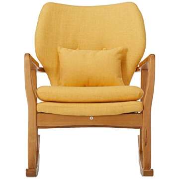 Mid-Century Modern Rocking Chair in Muted Yellow and Walnut