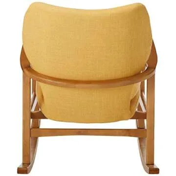 Mid-Century Modern Rocking Chair in Muted Yellow and Walnut