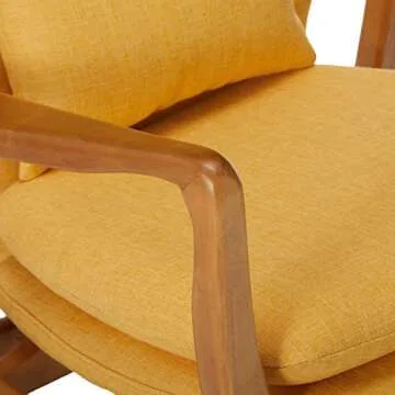 Mid-Century Modern Rocking Chair in Muted Yellow and Walnut