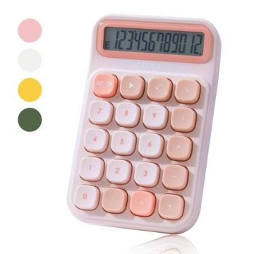 M&G Desktop Calculator 12 Digit Mechanical Switch Calculator with Large LCD Display, Basic Cute Pink...