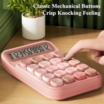 M&G Cute Pink Mechanical Calculator for Easy Calculations