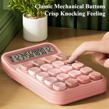 M&G Cute Pink Mechanical Calculator for Easy Calculations