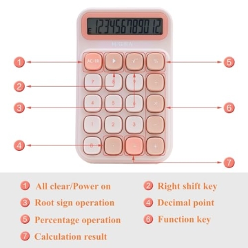 M&G Cute Pink Mechanical Calculator for Easy Calculations