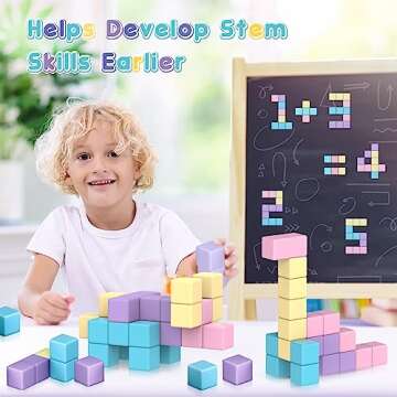 SYSKENI Magnetic Building Blocks Toys for Toddler Girls Boys Age 3-5 5-7 4-8 Macaron Magnetic Blocks Stem Sensory Toys, Preschool Learning Activities Birthday for 3 4 5 6 7 Year Old Boys Girls